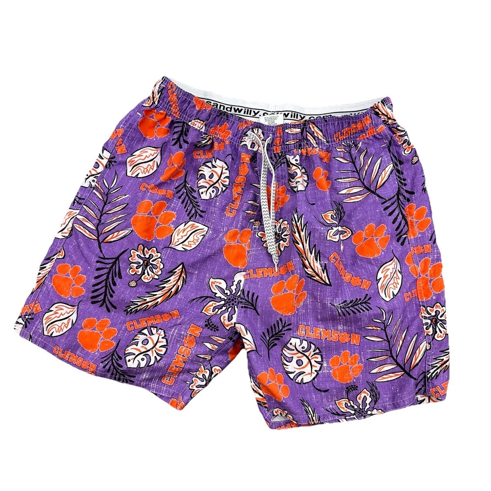 Original Wes and Willy Mens Clemson Tigers Vintage Floral Swim Trunks XL